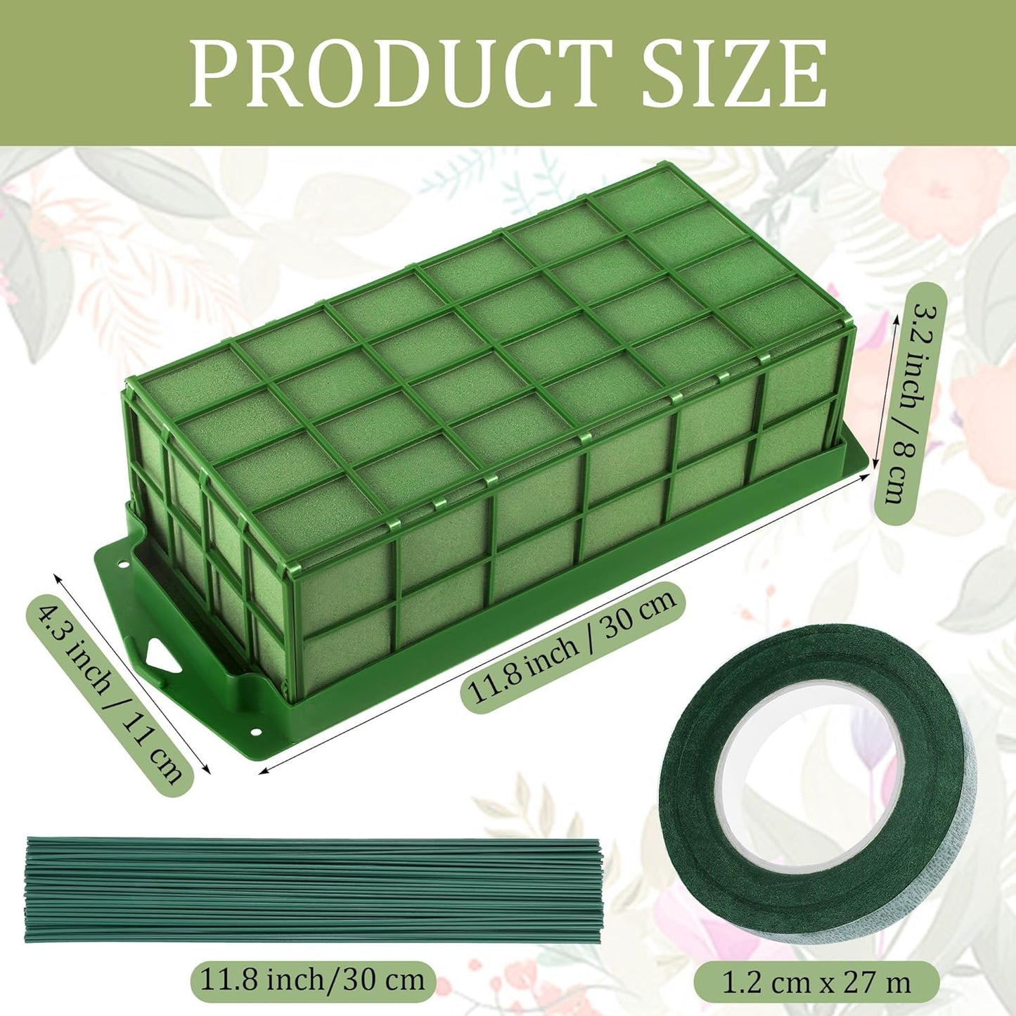 Aodaer 4 Pieces Floral Foam Cage with Floral Foam for Fresh and Artificial Flowers Rectangle Dry and Wet Flower Cage Bowl Holder for Wedding, Home and Garden Arrangement Decorations