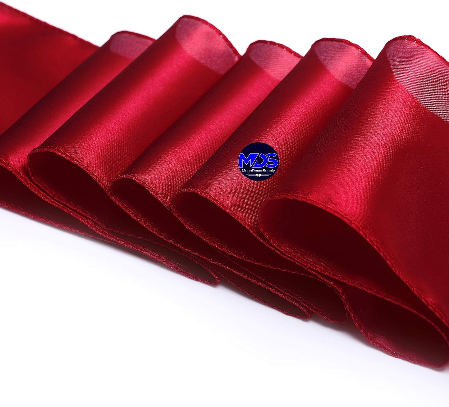 MDS Pack of 150 PCS Satin Chair Sashes Charmeuse Sateen Dining Chair Bows Ribbon Ties Back Sash for Wedding Party Birthday Home Hotel Restaurant Banquet Decoration (7 x 108 Inch, Apple Red)