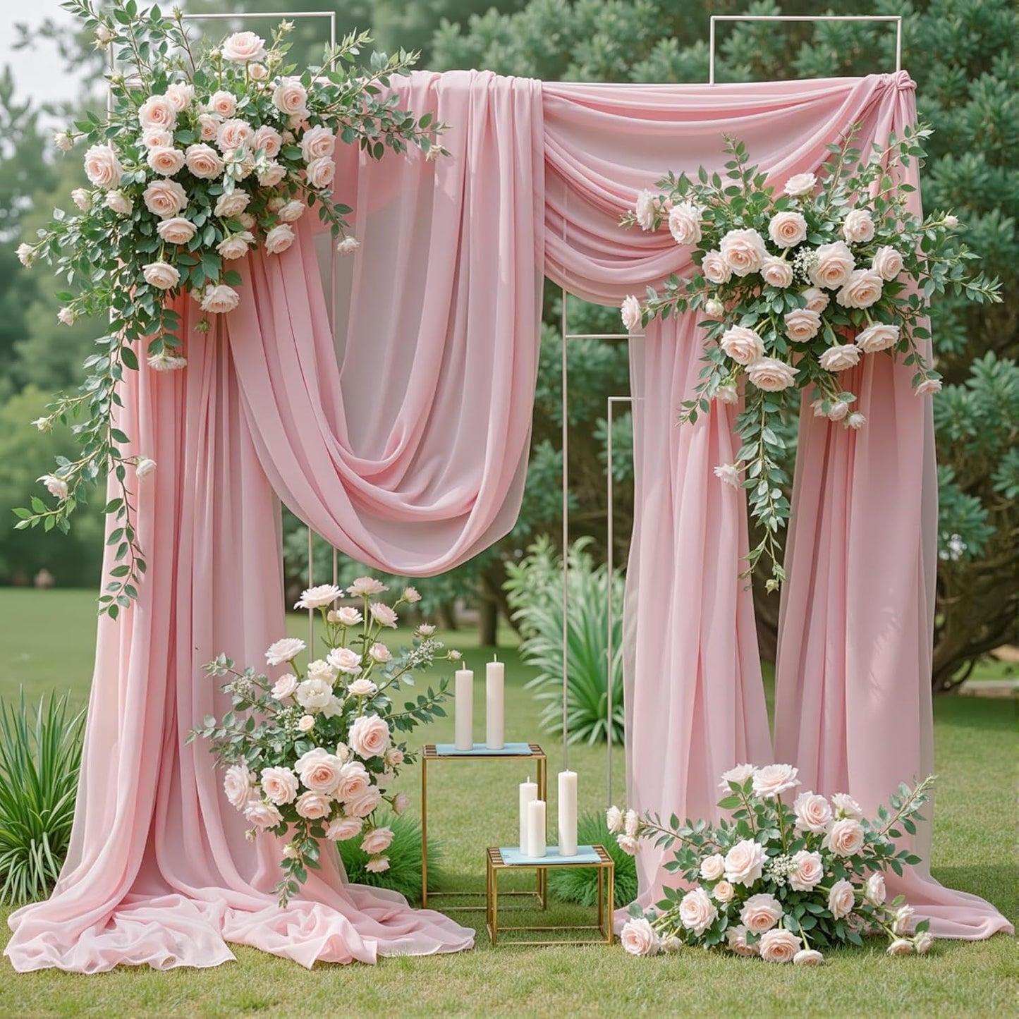 Wedding Arch Draping Fabric 1 Panel 18Ft Dusty Rose Chiffon Fabric Drapery Wedding Ceremony Reception Swag Decorations