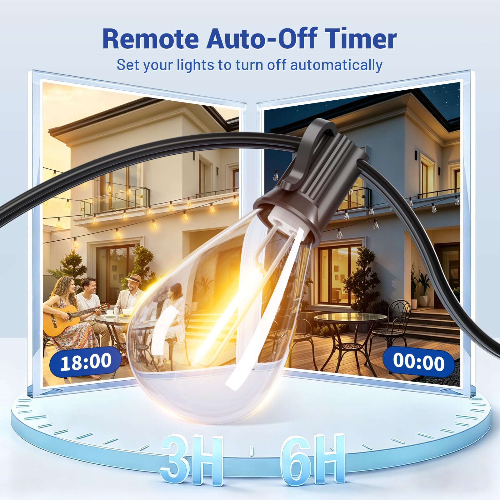 Sikitul 100FT Outdoor String Lights with Remote & Dimmable, 35+1 Shatterproof Waterproof Bulbs