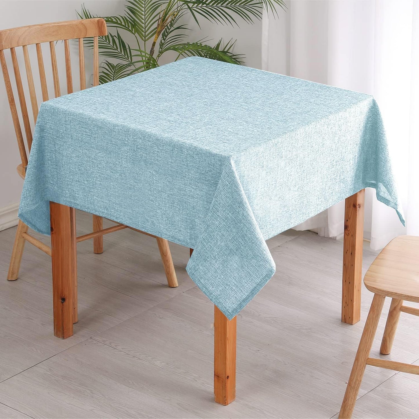 Hiasan Faux Linen Square Tablecloth - Wrinkle and Stain Resistant Washable Table Cloth for Kitchen Dining Room Holiday Table Cover for Dinner, Lux Slate Blue, 54 x 54 Inch