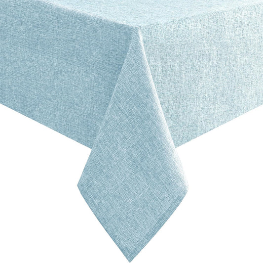 Hiasan Faux Linen Rectangle Tablecloth - Wrinkle and Stain Resistant Washable Table Cloth for Kitchen Dining Room Holiday Table Cover for Dinner, Lux Slate Blue, 60 x 140 Inch