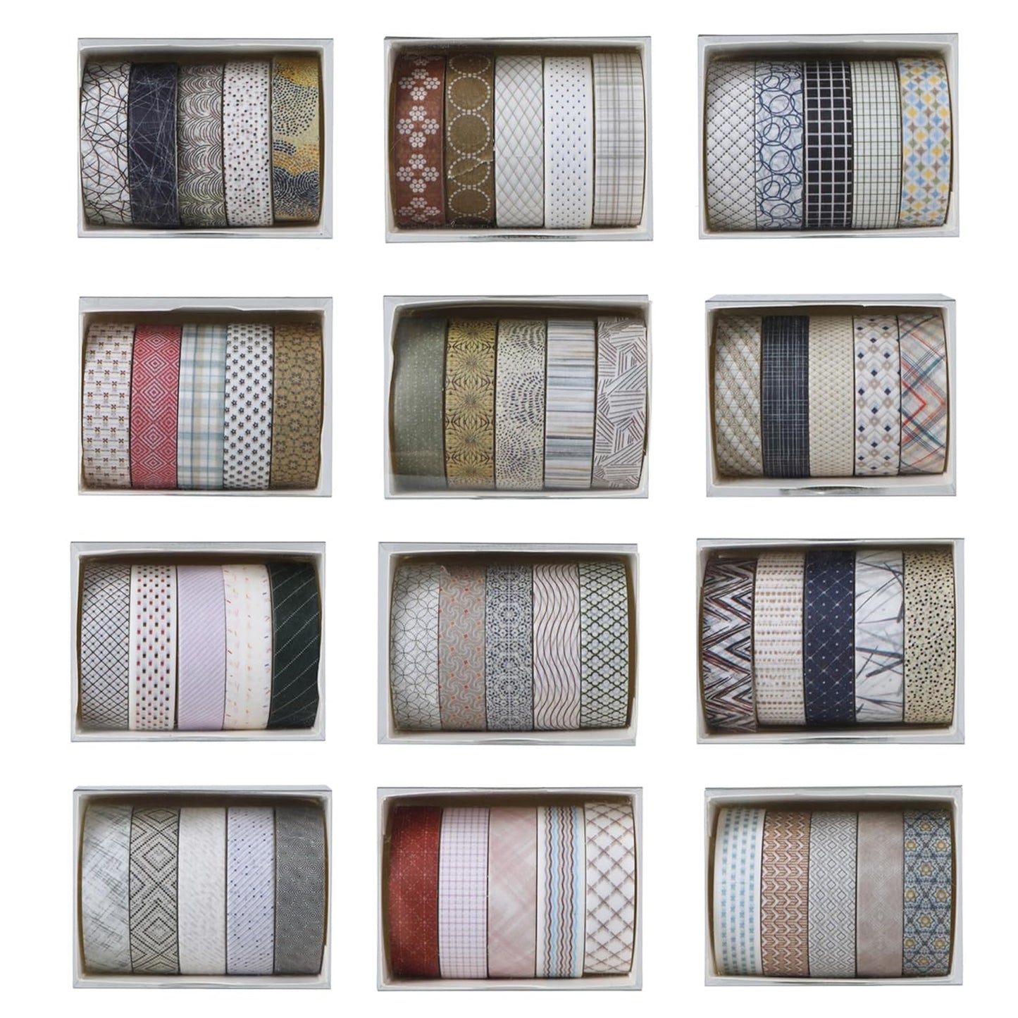 YUBBAEX 60 Rolls Value Washi Tape Pack Retro Arts Masking Tape Basic Patterns Decorative for DIY Crafts, Bullet Journal Supplies, Planners, Scrapbook, Card/Gift Wrapping (Basic Geometry)