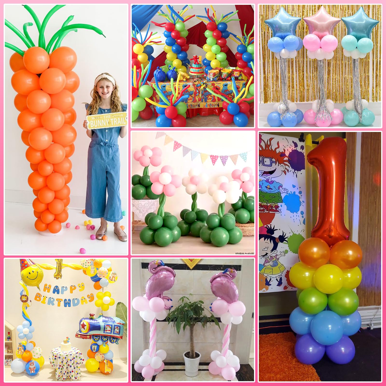 Voircoloria Balloon Stand Kit Set of 2, 7FT Adjustable Height Balloon Column Kit for Floor with