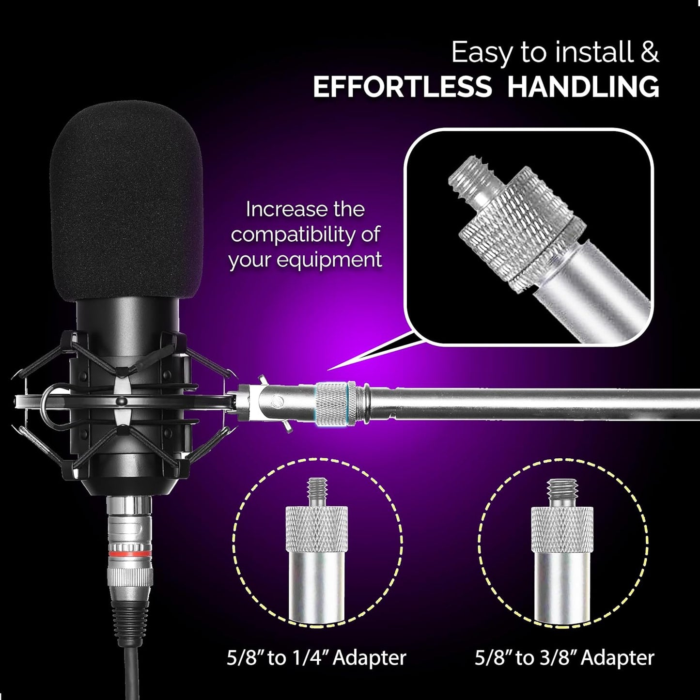 IXTECH Mic Stand Adapter Set 8 pieces Metal Microphone Stand Screw Thread Adapter 5/8 Female to 3/8 Male 3/8 Female to 5/8 Male 5/8 Female to 1/4 Male 1/4 Female to 5/8 Male Tripod Adapter ADP03 Slvr