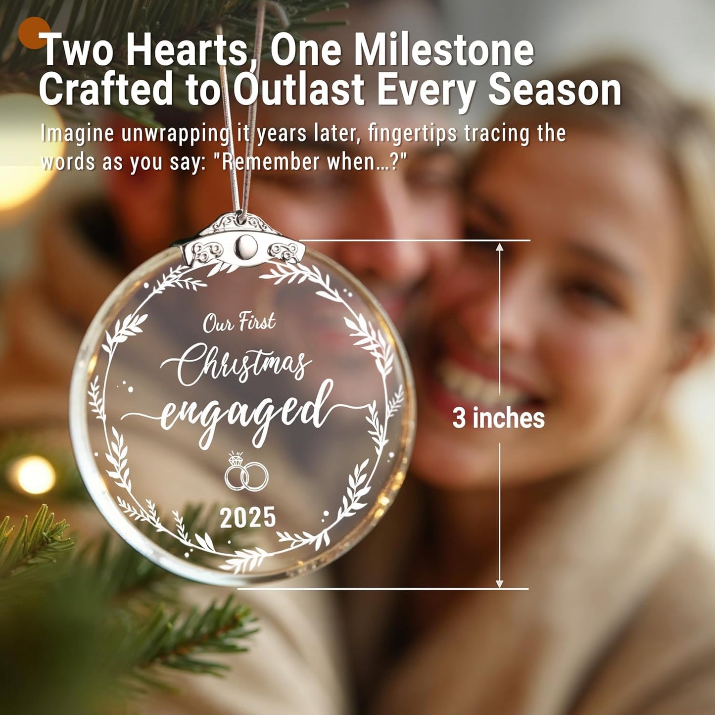 Engagement Gifts for Couples 2025, Our First Christmas Engaged Glass Ornament, Gifts for Newly Engaged Couples, Happy Engagement Gift for Her, Bride to Be, Newly Wed