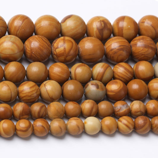 Yellow Woodgrain 4mm Stone Beads for Jewelry Making DIY Craft Gemstone Beads Kit (4mm, 88pcs) Smooth Healing Crystal Beads for Bracelets, Necklaces, Home Decor