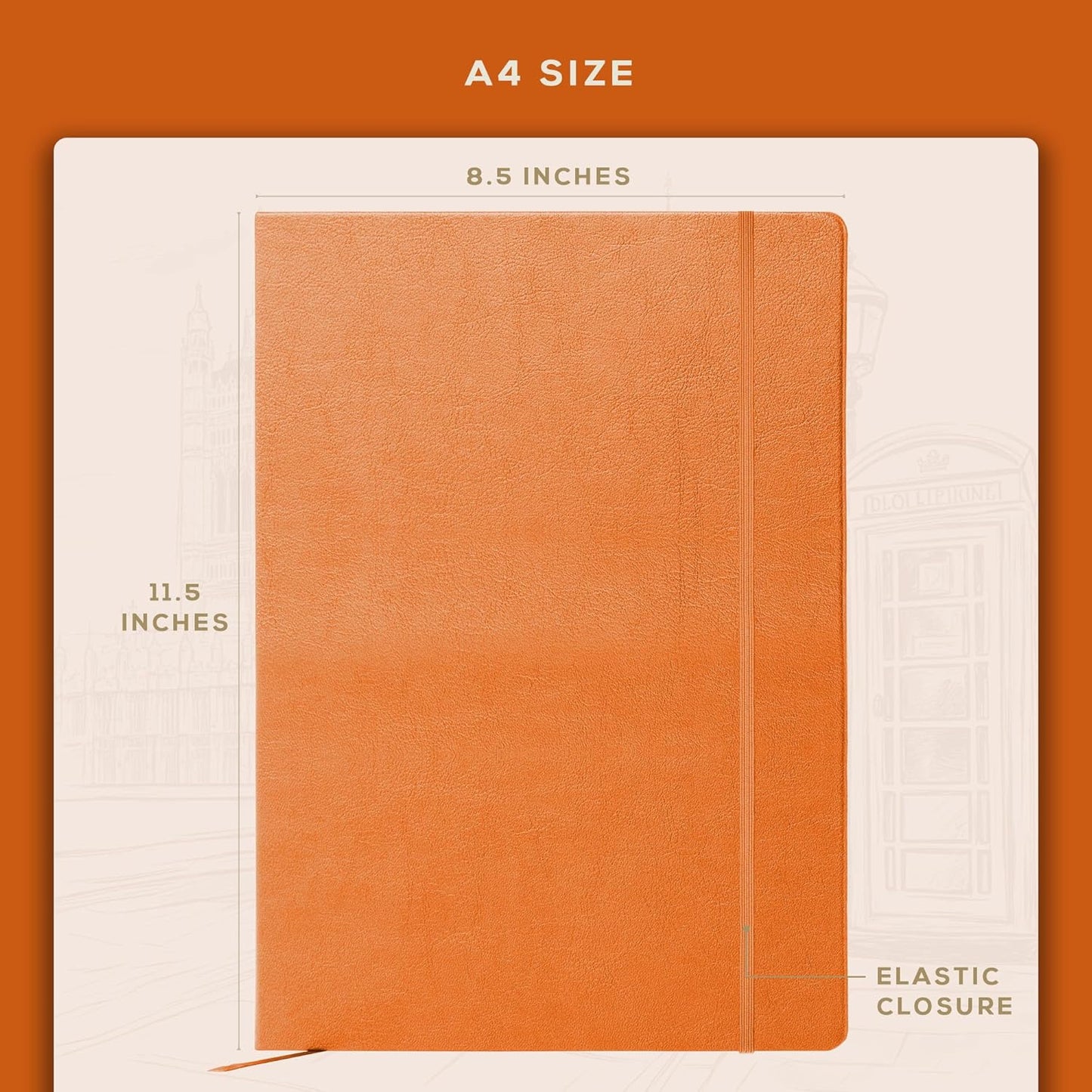 Beechmore Books A4 Sketchbook ??8.5x11 Premium Vegan Leather Bound Large Sketch Book Hardcover with 156 Thick 160gsm Perforated Ivory Pages, Blank Sketch Pad, Gift Boxed, Back Pocket, Ribbon Bookmark