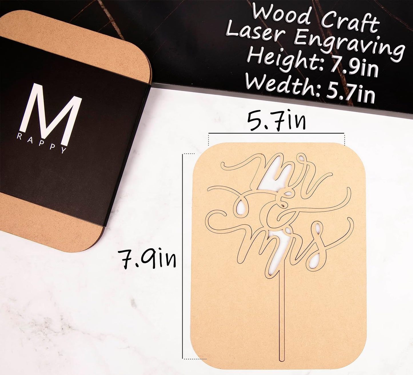 Mr and Mrs Cake Topper - Wooden Wedding Cake Toppers Bride and Groom Party Cake Decorations Supplies, Perfect for Bridal Shower, Wedding or Engagement Party