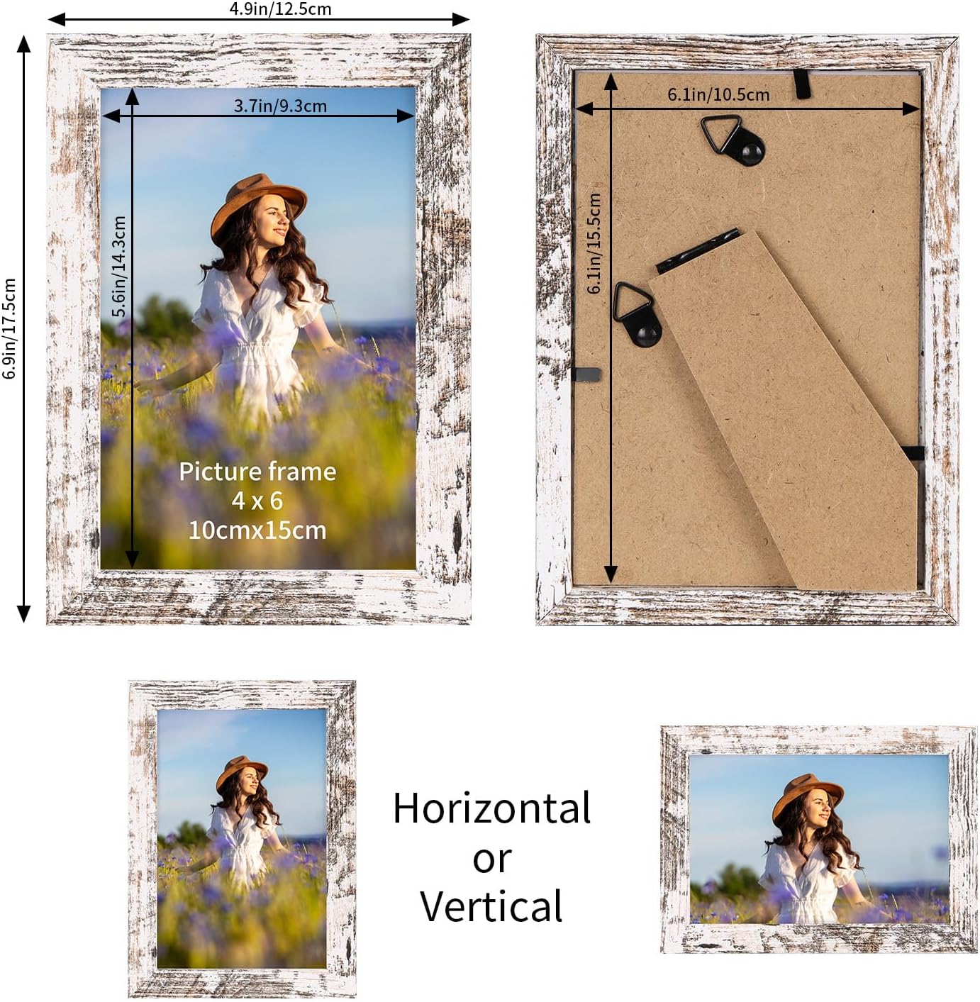 PETAFLOP Wooden Bulk 4x6 Picture Frame Set of 18, White Distressed Photo Frames Fits 4 by 6 for Wall or Tabletop Display