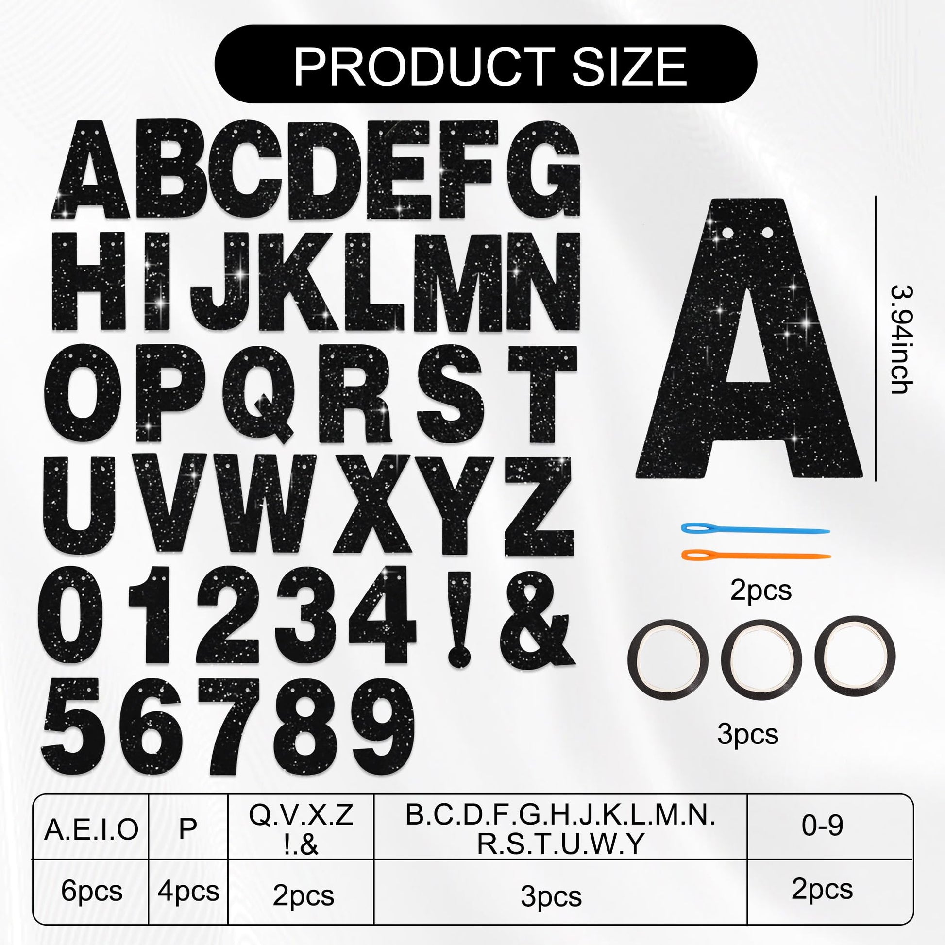 BEISHIDA Glitter Black 116 PCS A-Z DIY Letter Custom Banner Party Decor