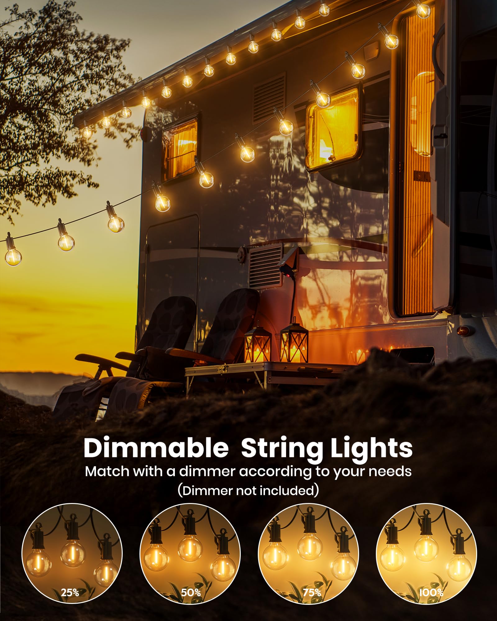 Brightown Outdoor String Lights, 29FT G40 LED IP65 Waterproof Patio Lights