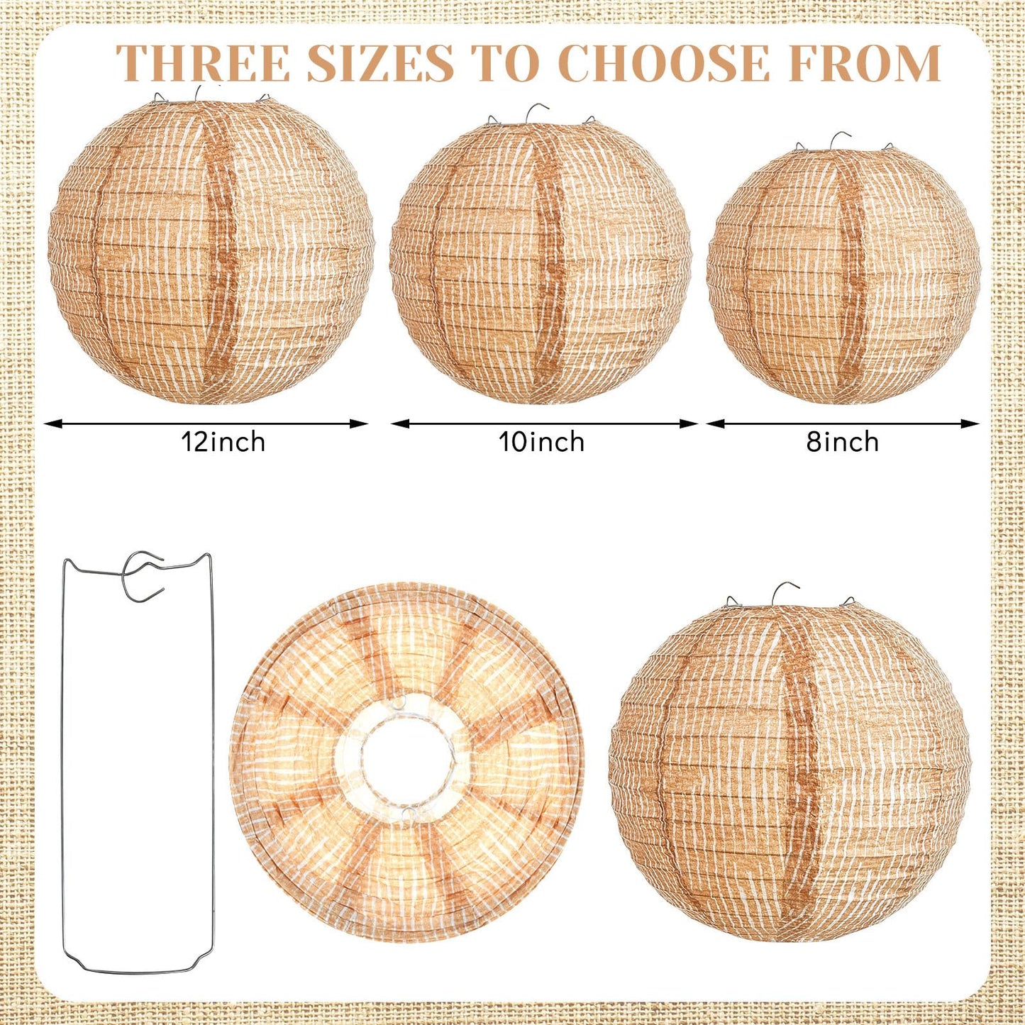 Hortsun 6 Pcs Print Burlap Paper Lanterns Classroom Decor,8 Inch