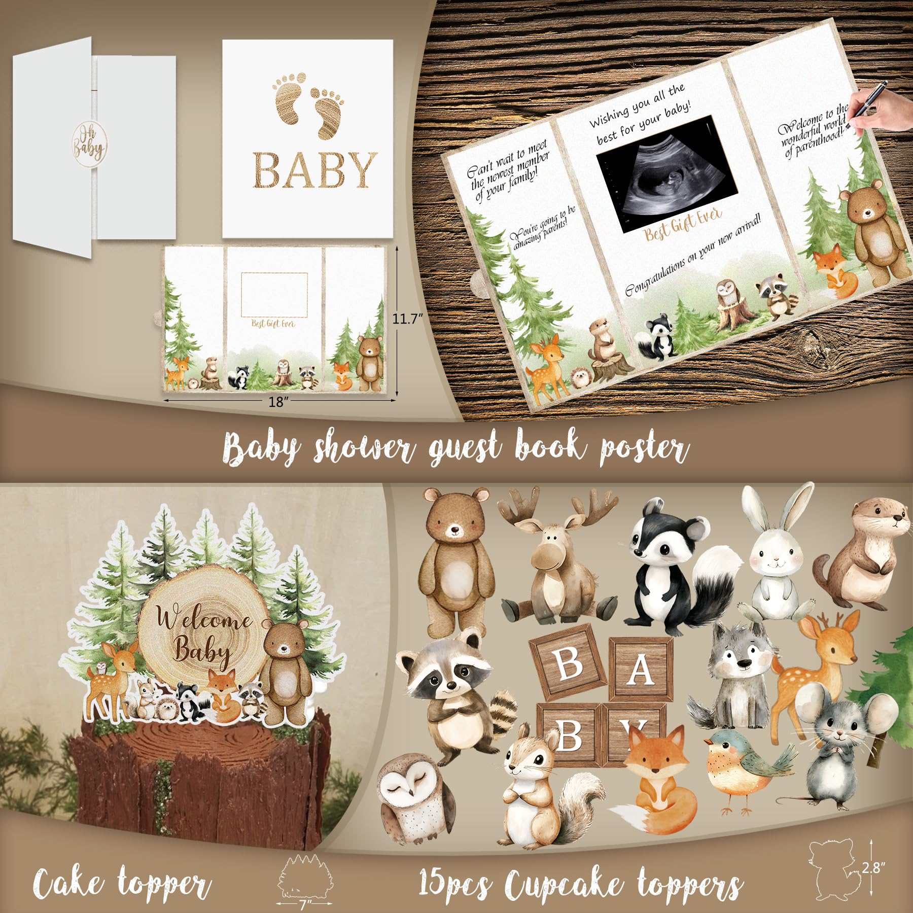 Woodland Animals Baby Shower Decoration Party Supplies, Forest Animal Neutral Gender Reveal Party