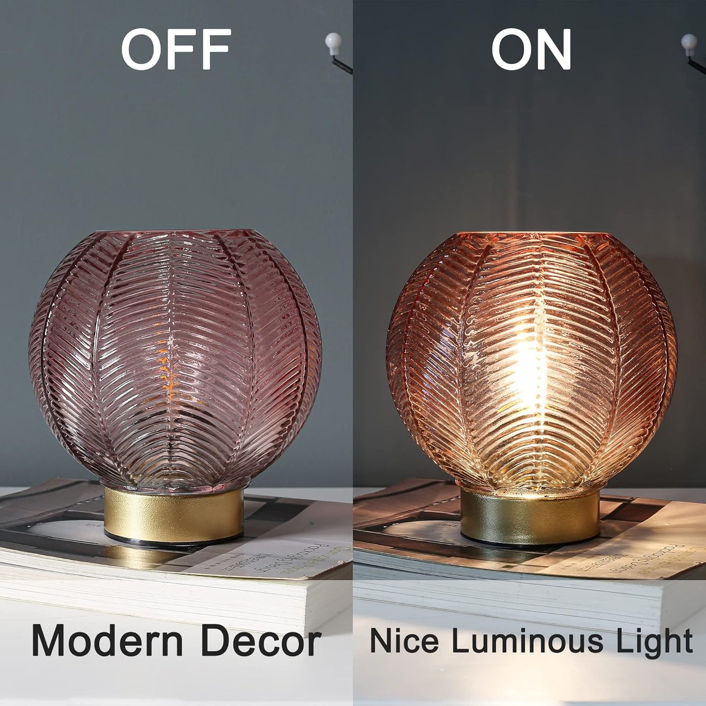 Battery Powered Lamp, Cordless Table Lamps Battery Operated Lamp for Bedside Nightstand, Small Lamps for Living Room Decorative Table Bedroom-Red