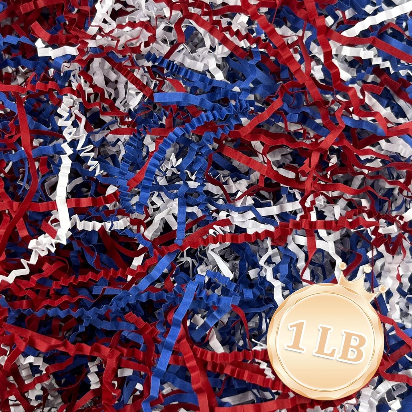 Zankubom 1 LB Crinkle Cut Paper Shred Filler Great for Gift Wrapping, Basket Fillers, Birthday, Gift Wrapping, Independence Day, Halloween Christmas Party Decor Filling Supplies Red White Blue