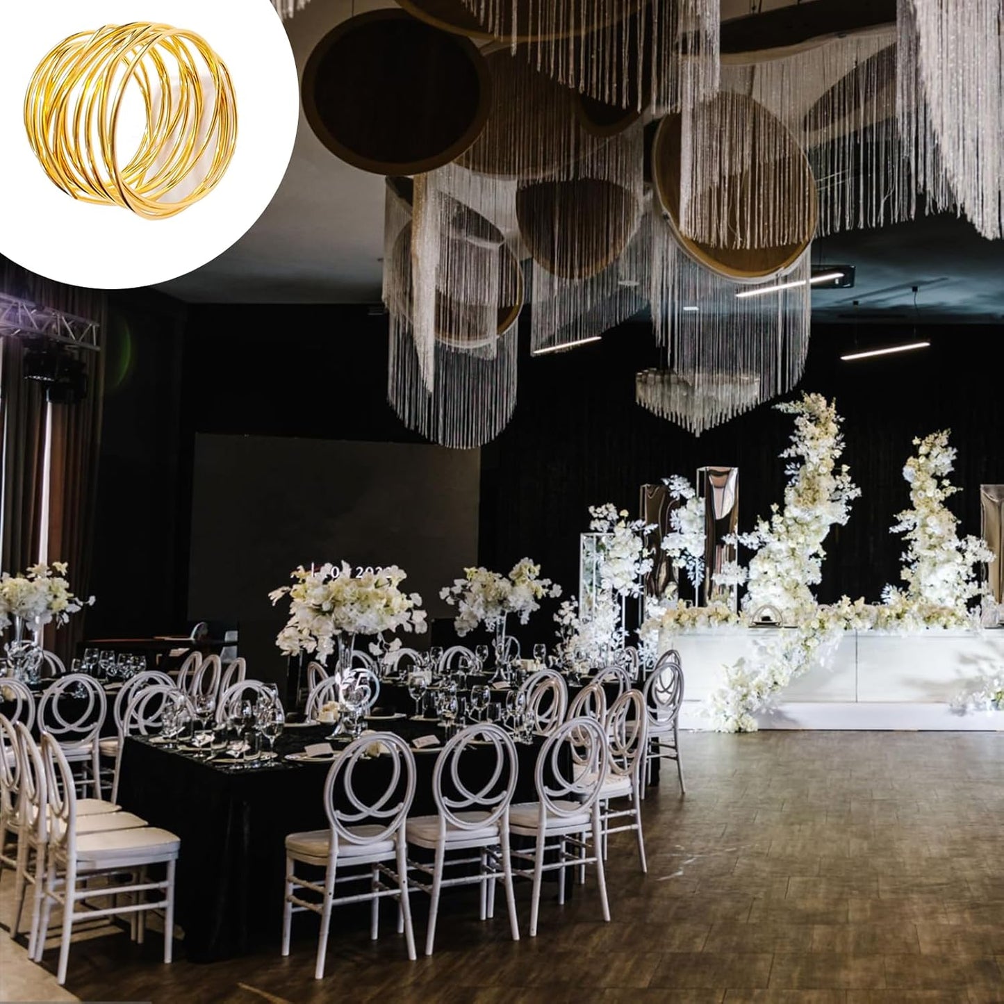 Gold Napkin Rings - 6 PCS Metal Napkin Rings(Twisted Wire) Napkin Holders Buckles for Family Dinner, Wedding, Party,Table Decorations