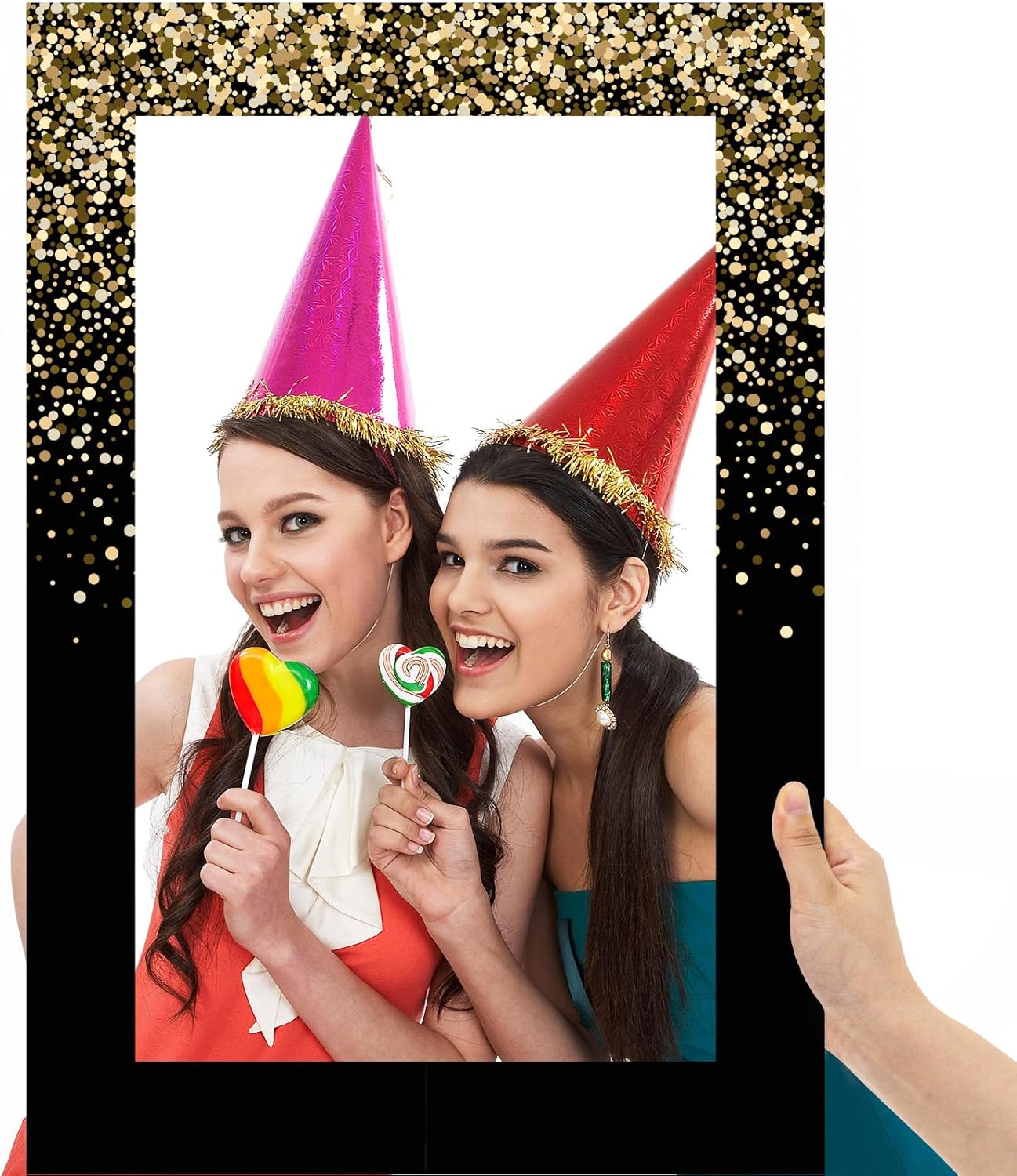 Upgraded 32 x 24 Inch Large Photo Booth Props Picture Frame Vintage Photo Frame Friends Selfie Props for Wedding Mexico Birthday Bachelorette Graduation Party Supplies(Black and Gold Style)