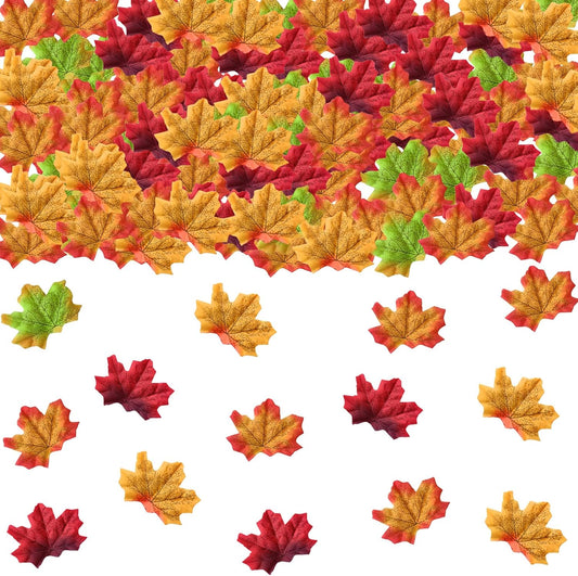 Maple Leaves Confetti,200pcs Fall Leaves Party Table Decorations Scatter Foil Confetti for Autumn Harvest Thanksgiving Wedding Throwing Table Decoration Glitter Party Supplies (green)