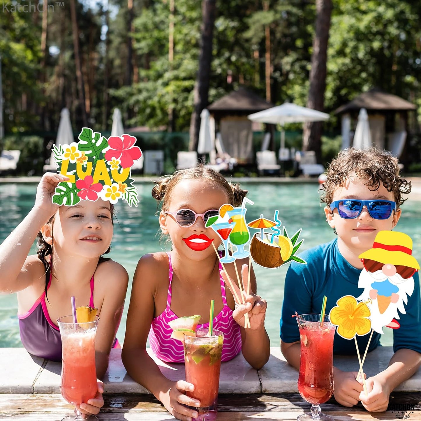 KatchOn, Hawaiian Luau Photo Booth Props - Pack of 22 | Luau Party Decorations | Hawaiian Photo Booth Props for Hawaiian Themed Party Decorations | Luau Photo Props for Hawaiian Party Decorations