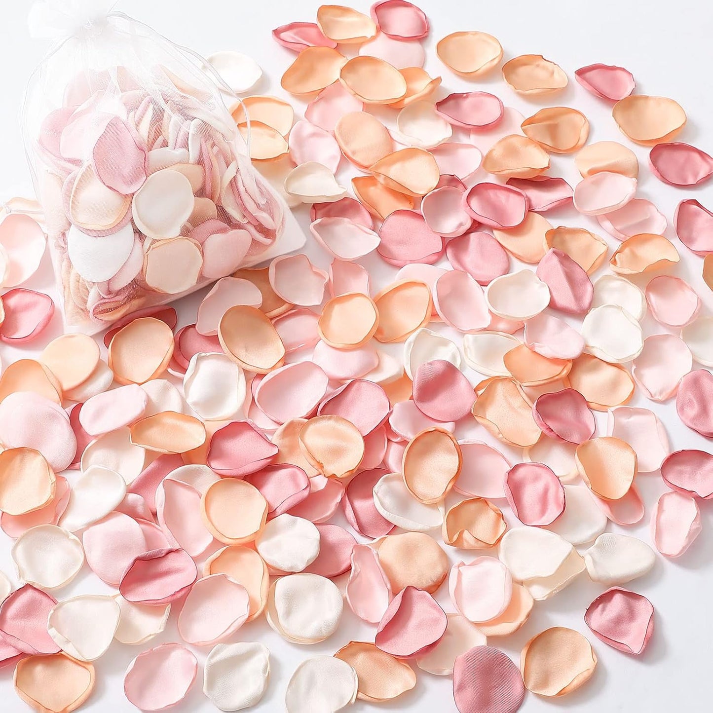 Serwalin 300Pcs Silk Rose Petals Artificial Flower Petals for Weddings Champagne Gold Petals Fake Flower Girl Petals for Wedding Flower Girl Basket Aisle Runner Bridal Shower (4 Color Mixes)