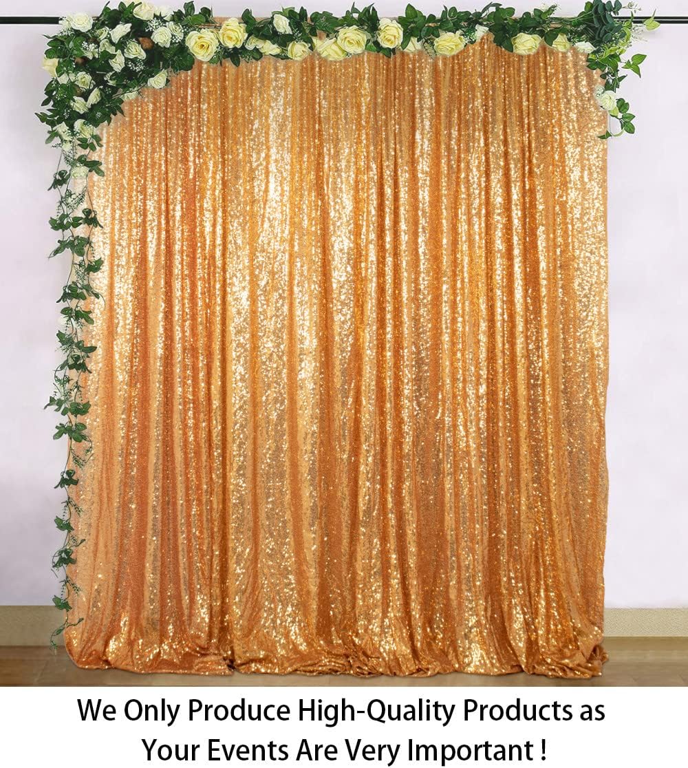 ShinyBeauty Gold Sequin Backdrop Curtain | 2 Panels 5FTx10FT Glitter Wedding Photography Background | Elegant Shimmer Curtains for Parties & Events Fabric Backdrops
