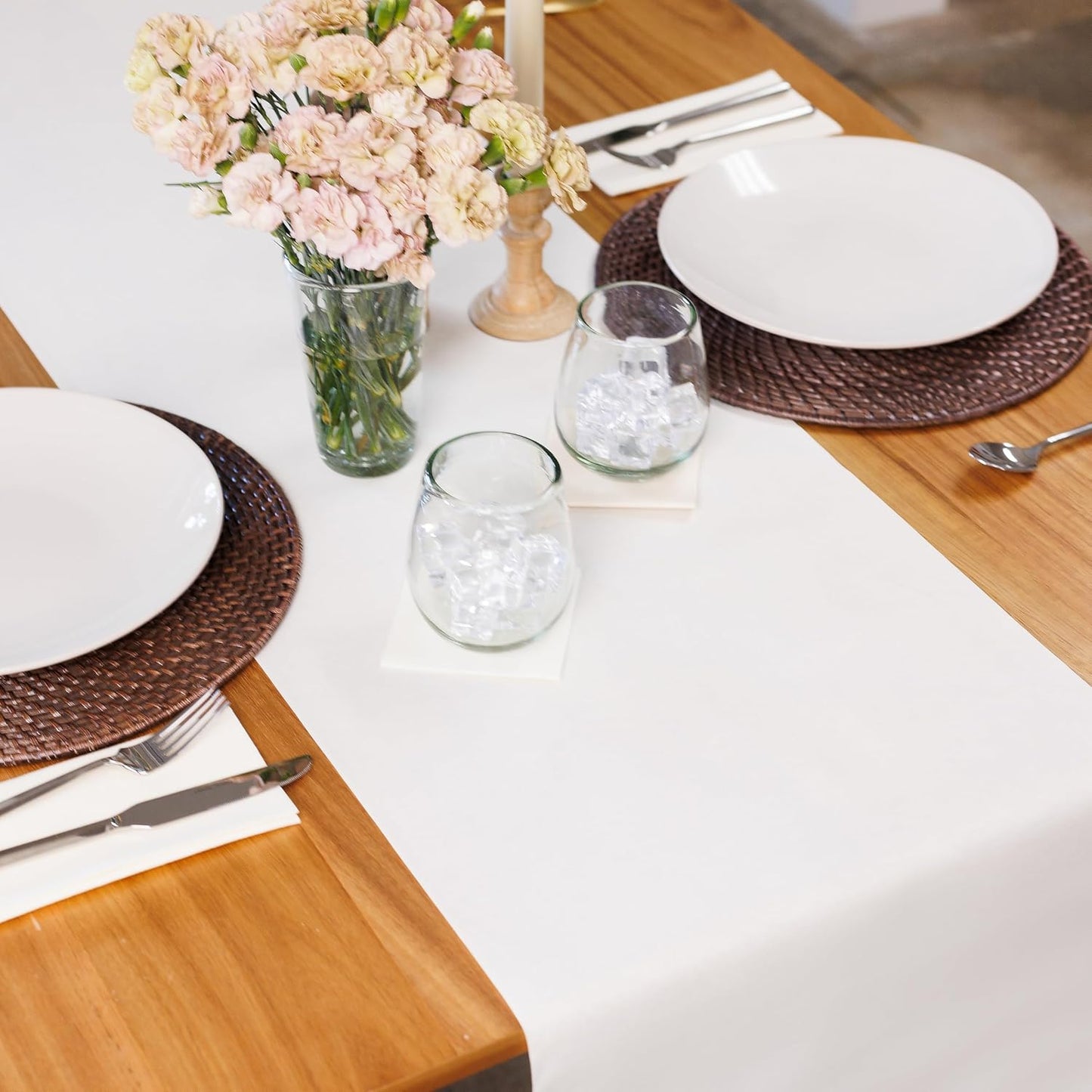 American Homestead Paper Table Runner Roll - 78 ft. Disposable Linen-Like Table Cover Roll - 20 Perforated Table Runners (16" x 48") for Parties, Weddings, and Events - White