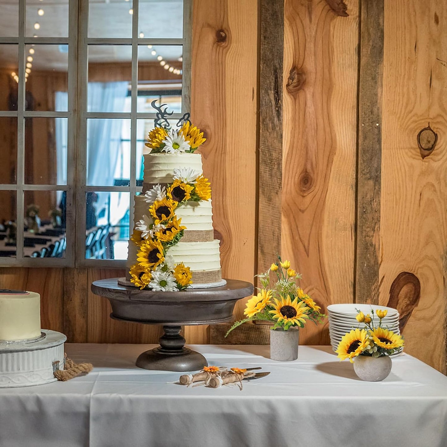 Leftover Sunflower Artificial Flowers Pot,Sunflower Decor,Flower Centerpieces for Tables,Fake Flowers in Vase for Summer Decor, Yellow Decor