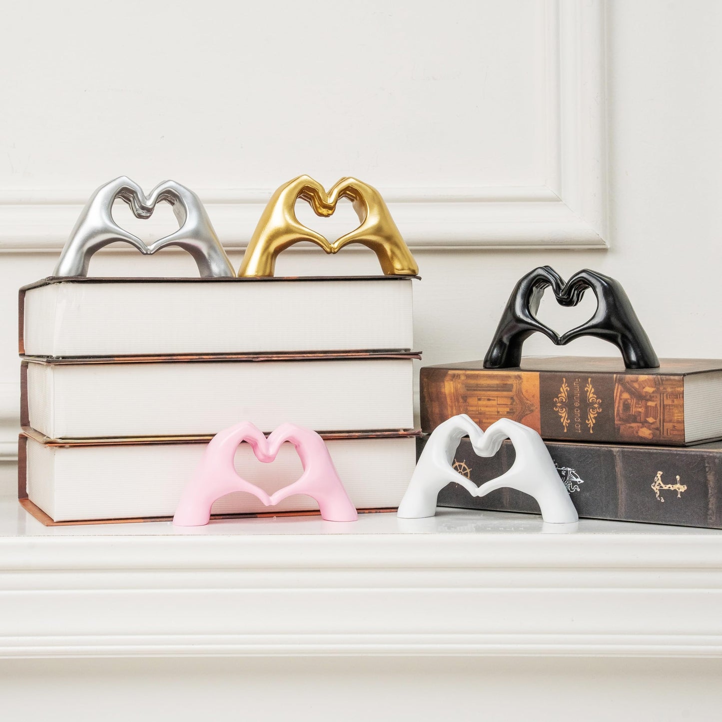 Small Heart Hands Sculpture Decor for Living Room Bedroom Bookshelf Coffe Table and Office Display