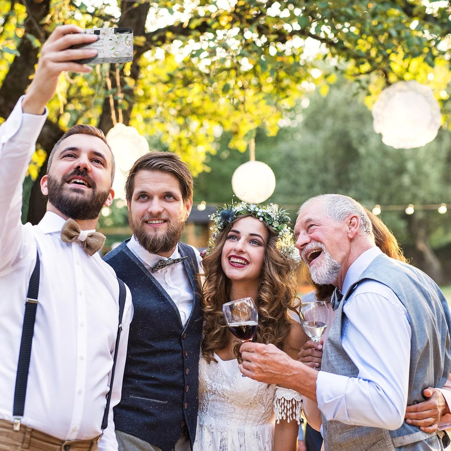 Zhengmy 10 Pack Disposable Camera Bulk for Wedding, 34mm Single Use Camera Bulk with Flash One Time for Gathering Wedding Travel(White Lily,Colorful Film)