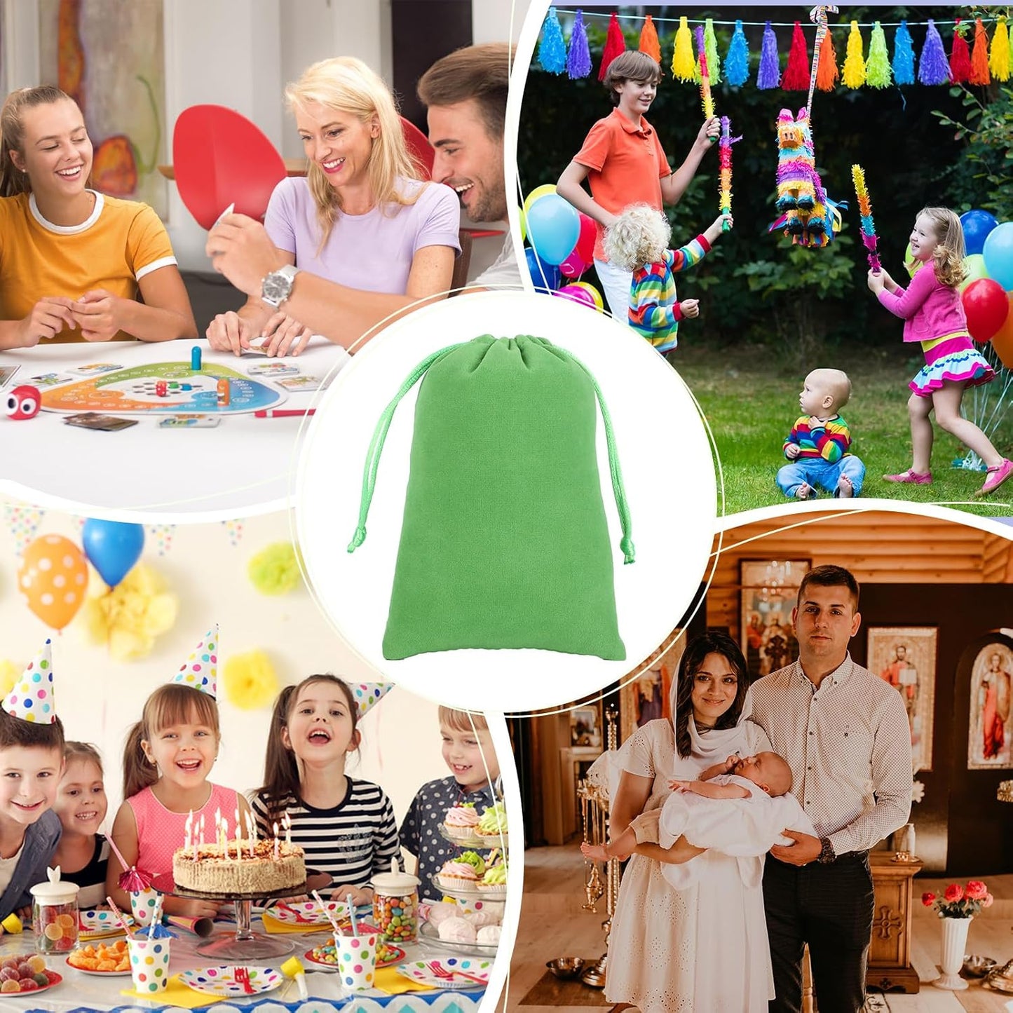 Velvet Drawstring Jewelry Bag, 50Pcs Green Coin Pouch, 4x6 Dice Bag, For Wrapping Halloween Party Favors, Small Jewelry, Small Bussiness, Palm Crosses, Necklaces, Bracelet