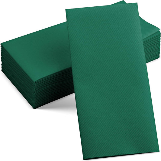 50-Pack Disposable Linen-Feel Green Napkins, 12" x 17" Cloth-Like Paper Dinner Napkins For Christmas, Wedding, Bathroom, Party Or Event