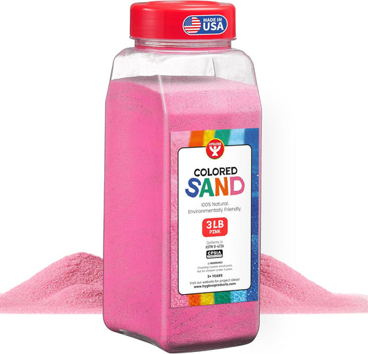 Hygloss Colored Sand for Crafts – 3 lb Bottle, Pink – Vibrant Colorful Fine Sensory Play Sand Art Kits for Kids – Classroom Activities for Children 3 4 5 6 7 8 9 10 11 12 – Safe for Ages 3+