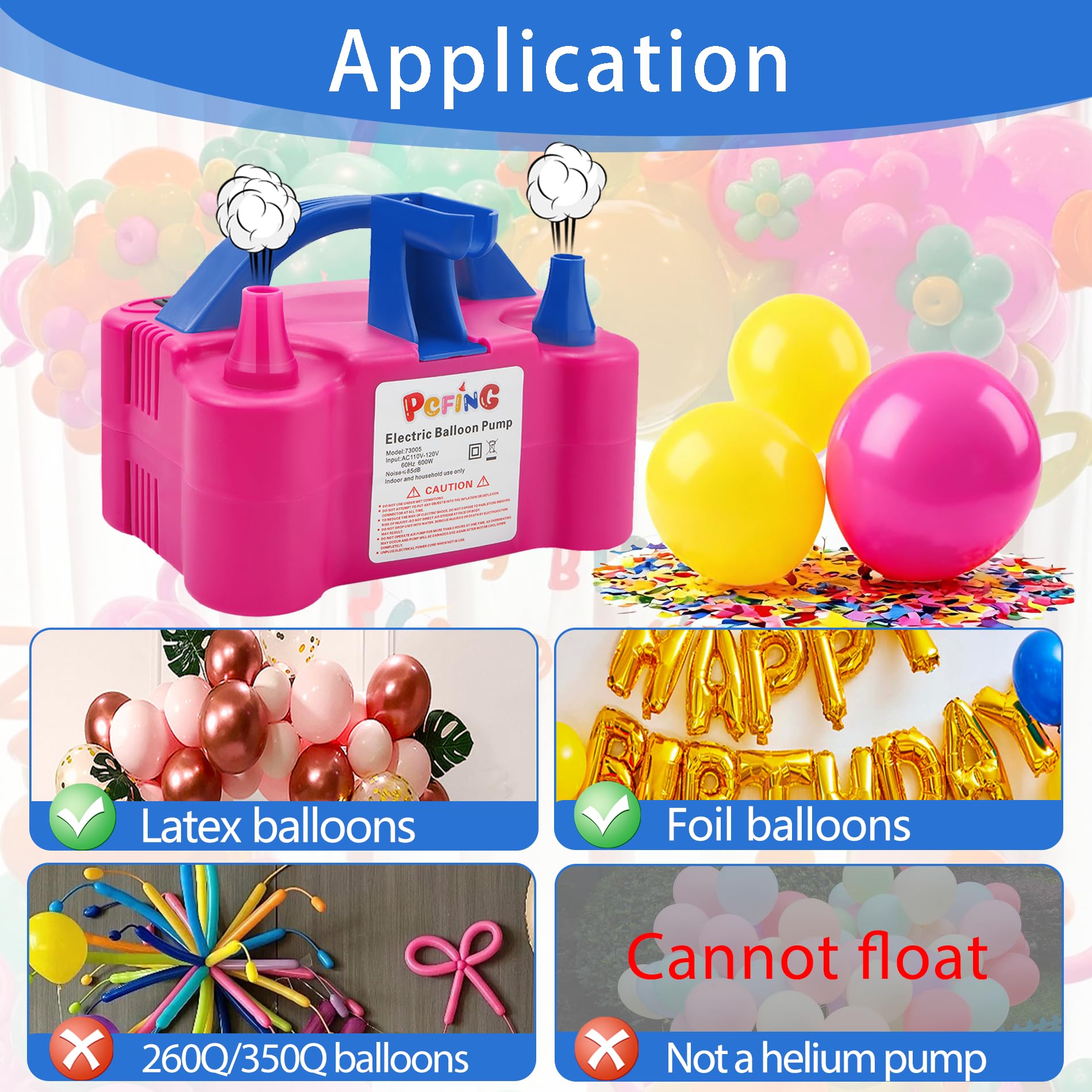 PCFING Balloon Pump Electric and Balloon Tying Tool in One, Portable Balloons Inflator Blower