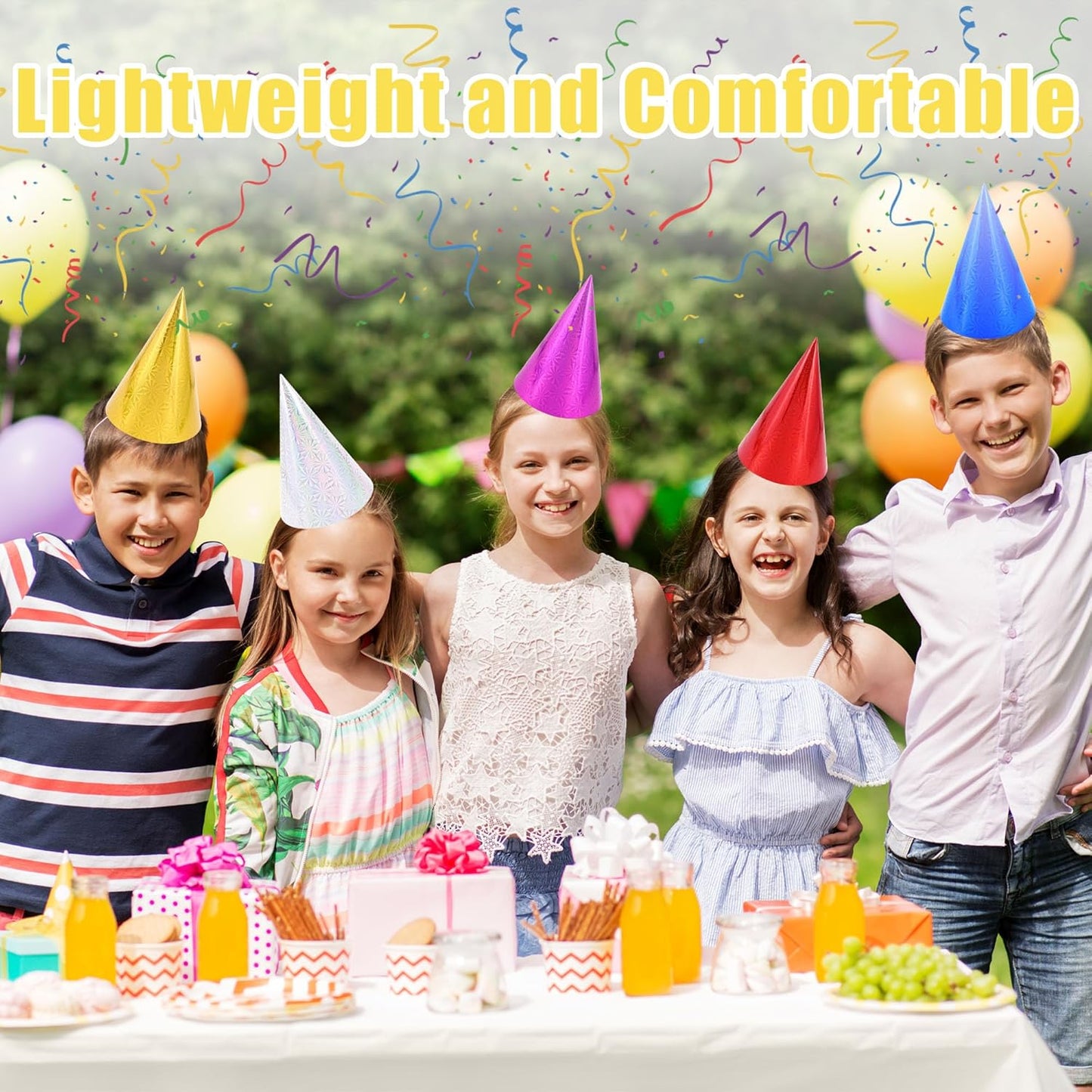 CANREVEL Party Hats for Kids and Adults, Birthday Party Headwear Supplies, Cone Hats Bulk for Girls Boy Women Men