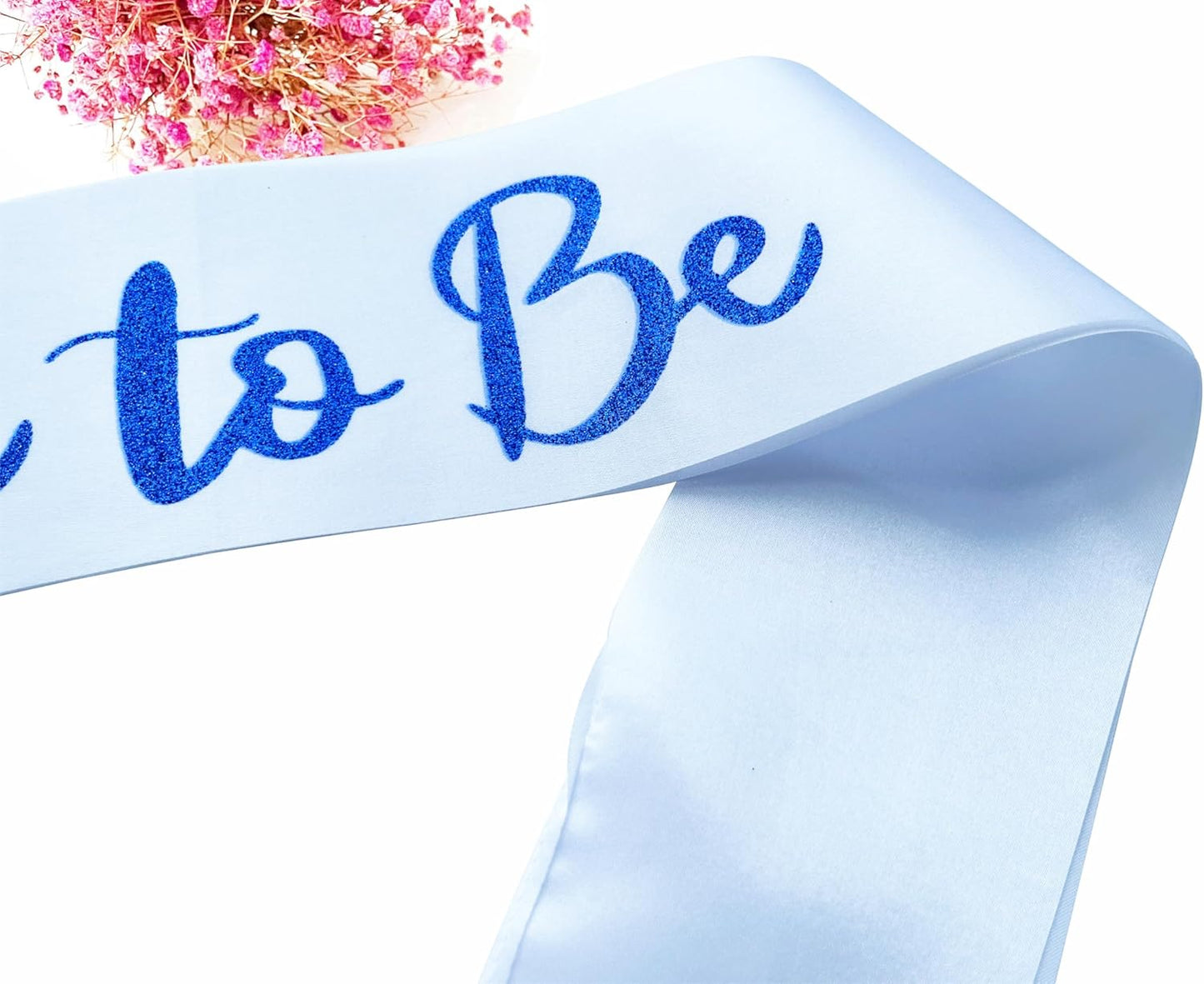 Bride to Be Sash, Bachelorette Party Sash for Bridal Shower Wedding Party Favors Accessories Supplies Engagement Gifts,White Satin with Glitter Letter Blue