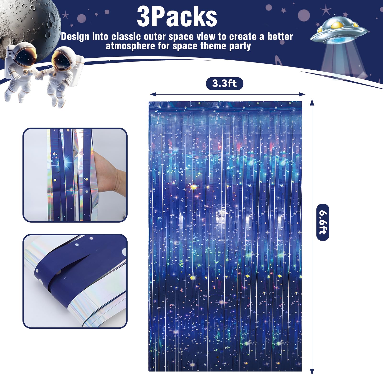 Vagilelf 3 PCS Galaxy Foil Backdrop for Space Themed Party Decorations