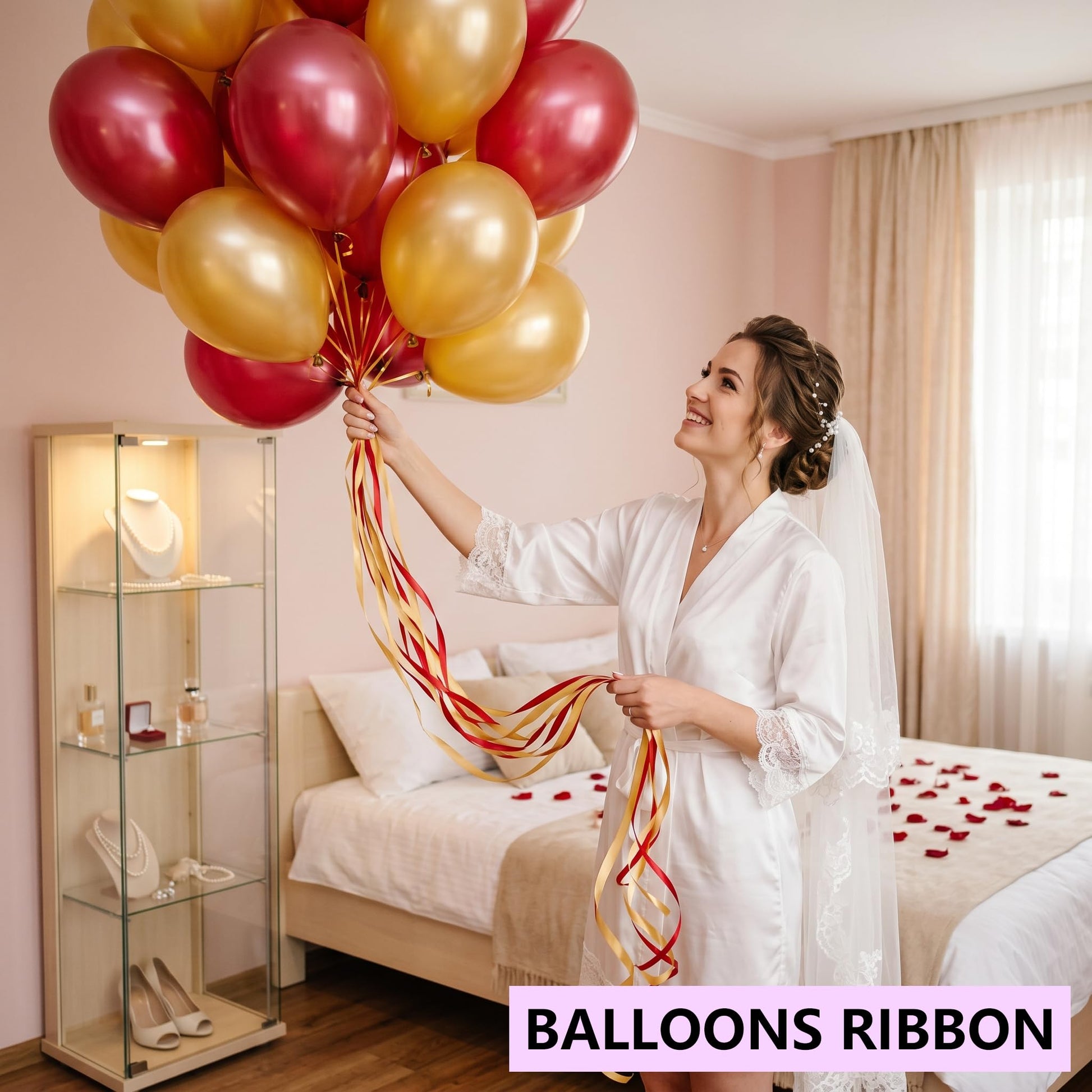 TONIFUL 500 Yards Gold Curling Ribbon Balloon String Gift Wrapping Decor