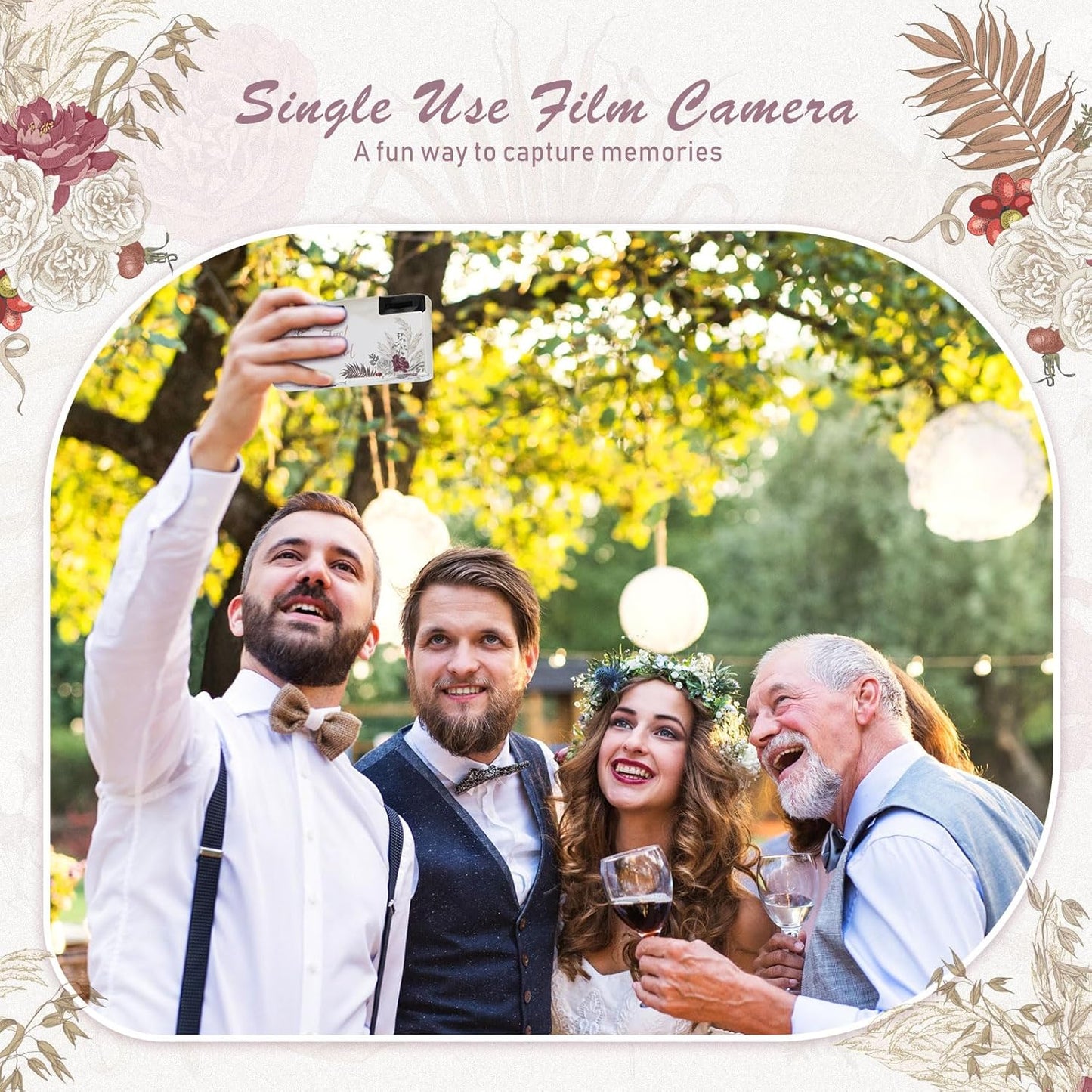 Zhengmy 10 Pack Disposable Camera Bulk for Wedding, 34mm Single Use Camera Bulk with Flash One Time for Gathering Wedding Travel(Bohemian,Colorful Film)