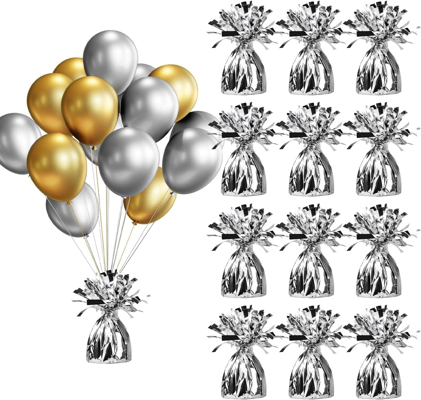 Metallic Balloon Weights - Novelty and Gag Gifts, 5.5" Inches for Balloons Table Centerpiece DIY Decor for Birthday Party Favors Wedding 6-Pack (Silver)