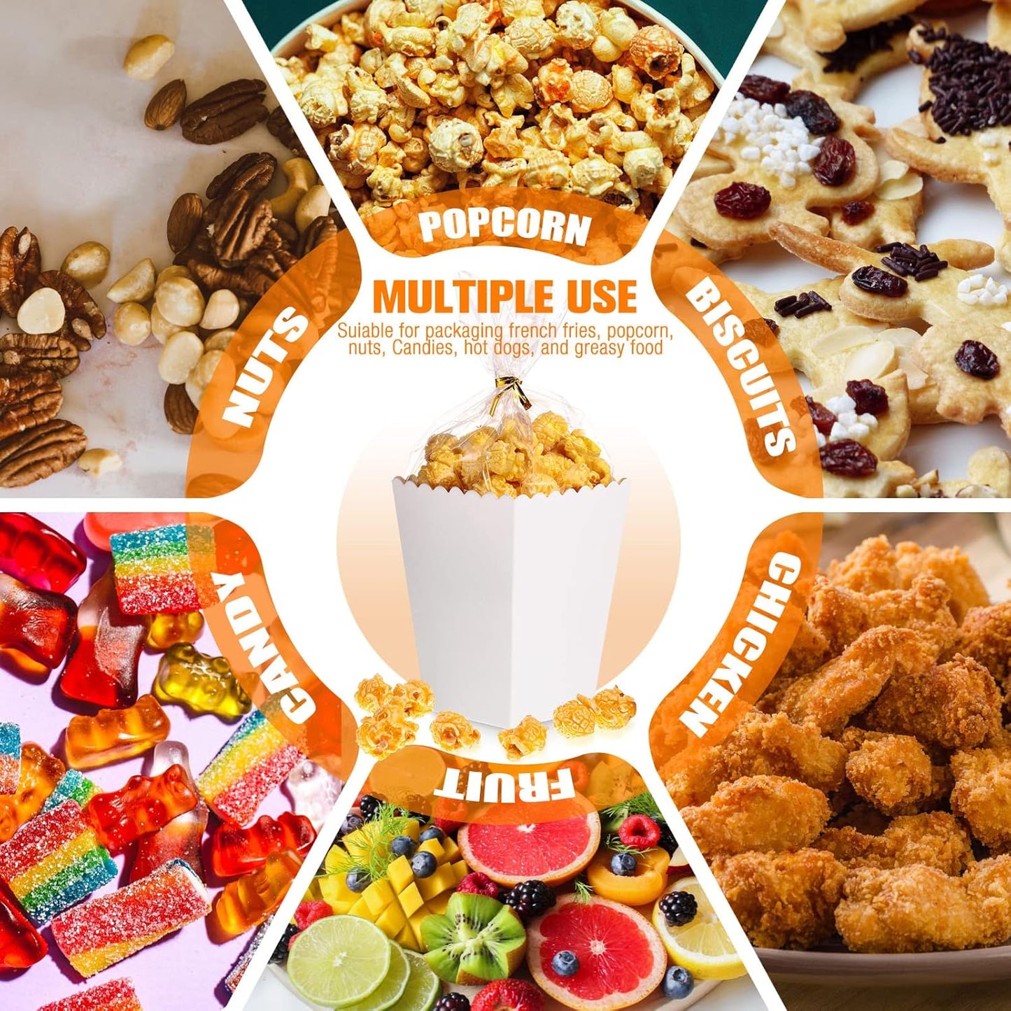 400 Pcs Zopeal Mini Popcorn Boxes and Clear Treat Bag Set, Bulk Popcorn Bags Open Top Paper Popcorn Containers with Treat Bags Popcorn Candy Boxes for Movie, Party, 3 x 4 Inch (White)