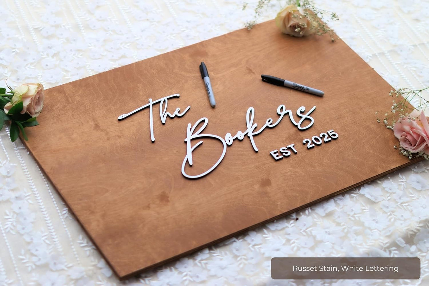 Personalized Last Name Guest Book, Unique Guest Book Sign, Custom Alternative Guest Book, Wooden Guest Book, Wedding Ceremony Guestbook Sign (Design 1)