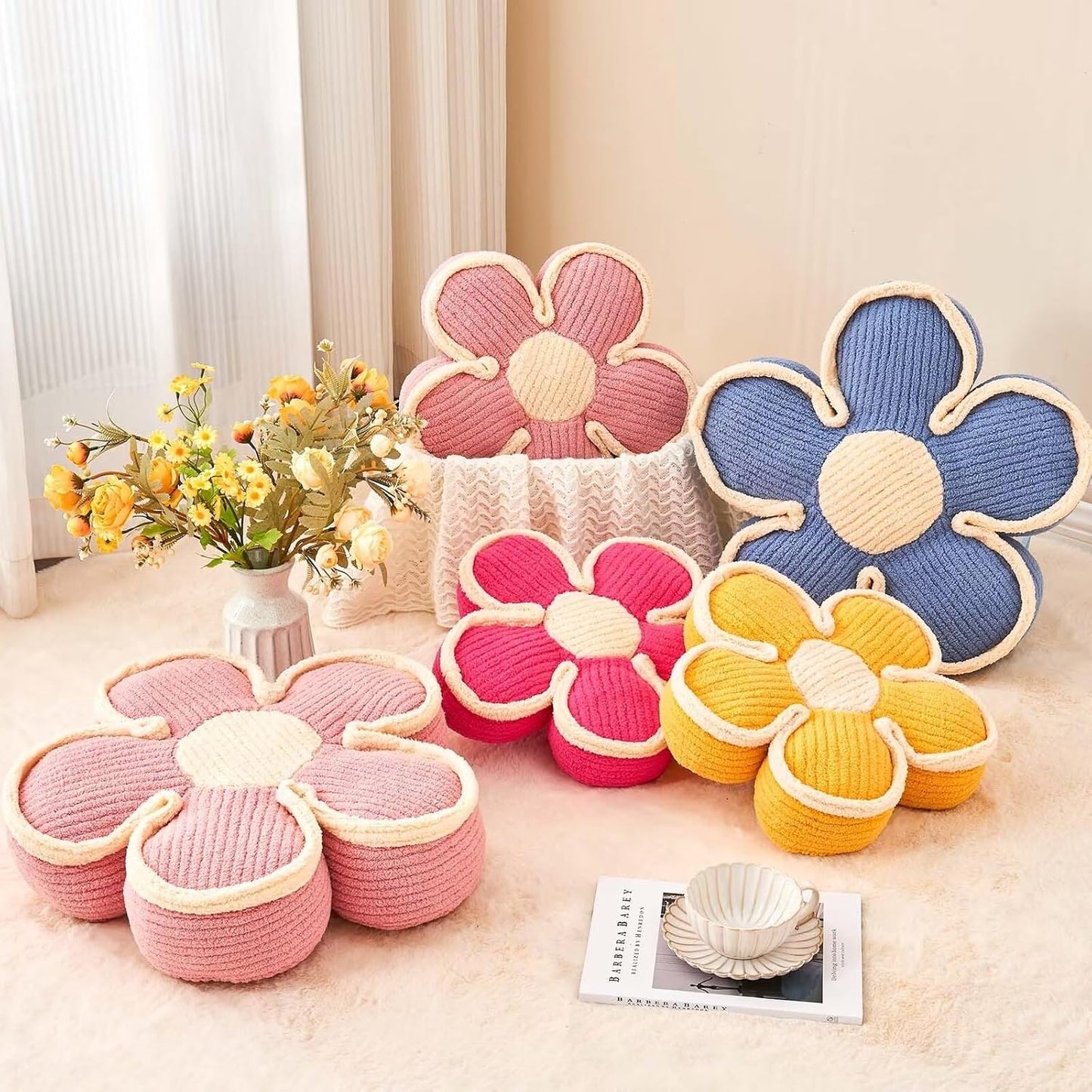 Soft Shaped Floor Cushion, Decorative Throw Pillow, Cute Seating Cushion, Plush Pillows for Sofa Couch Bed (17.7 Inch, Blue)