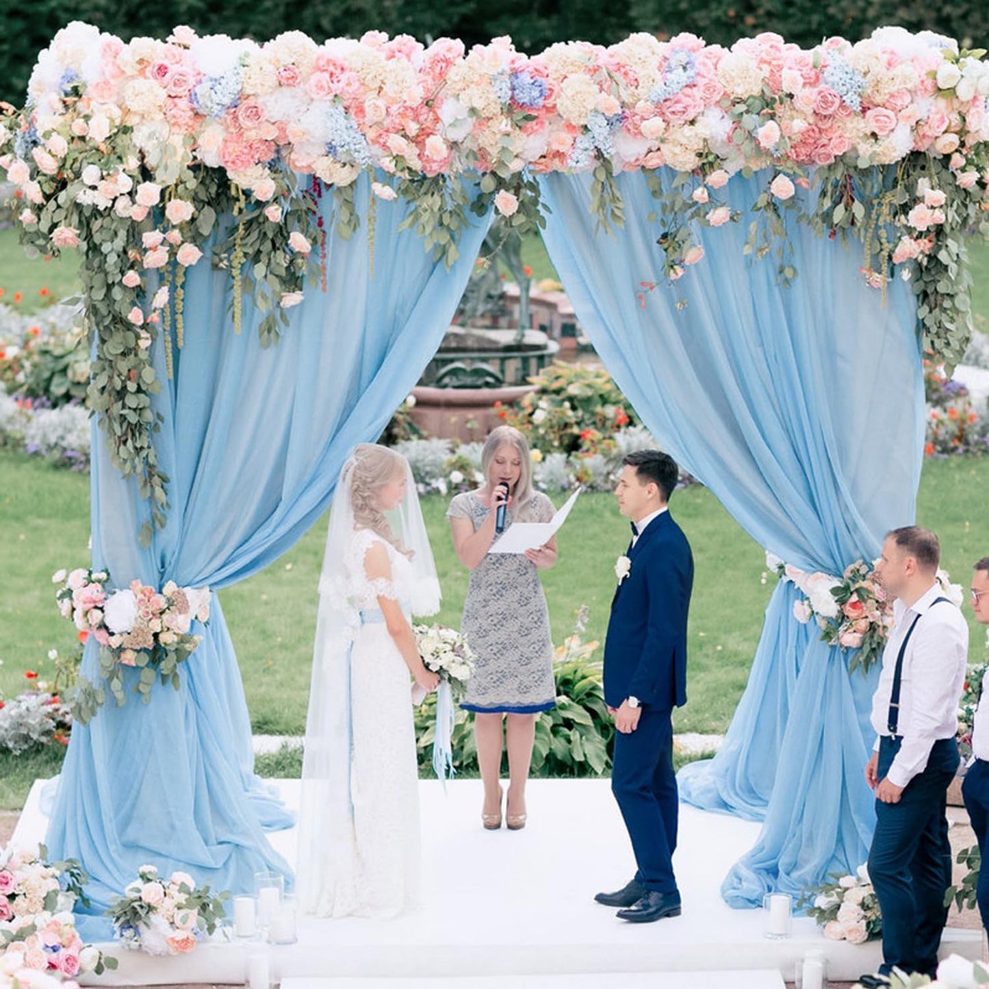 Wokceer Wedding Arch Draping Fabric 28.7" x 20FT Baby Blue Drapes Sheer Fabric Backdrop Arch Draping Fabric for Wedding Ceremony Birthday Party Bridal Shower Decoration
