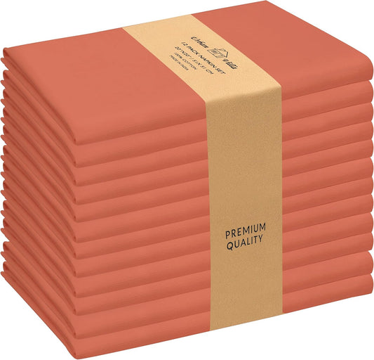 Urban Villa Fall Cloth Napkins Rust Color Dinner Napkins Set of 12 20''x20'' 100% Cotton Slub Absorbent Harvest Napkins Washable ReusableThanks Giving Dinner Napkins