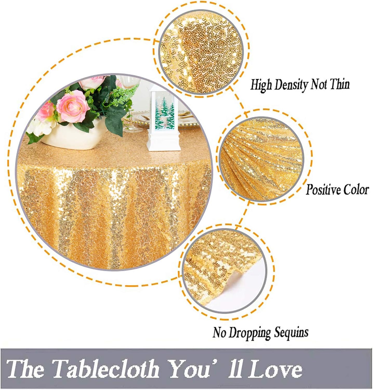 ShinyBeauty Gold Tablecloths 36X36 Inch, 2 Pieces Sequin Table Cloth for Party Sparkle Tablecloth Square Golden Small Shimmer Table Overlay for Wedding, Birthday, Holiday,Cake Tables