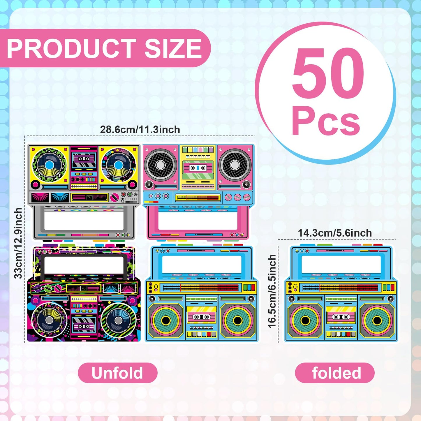 50 Pcs Radio Boombox Napkins Back to 80s 90s Party Decorations Retro Boombox Shaped Disposable