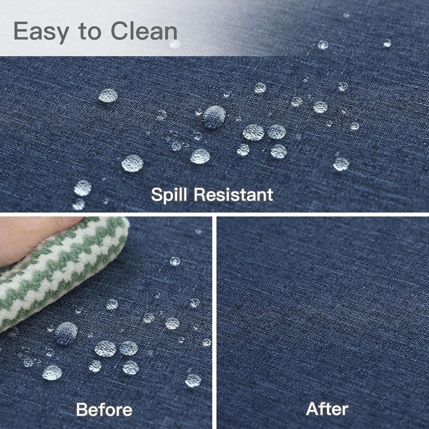 maxmill Linen Texture Tablecloth Water Resistant Antiwrinkle Spillproof Wipeable Washable Soft Fabric Table Cloth for Dining Room, Buffet Banquet Party Holiday, Rectangular 60 x 108 Inch, Navy Blue