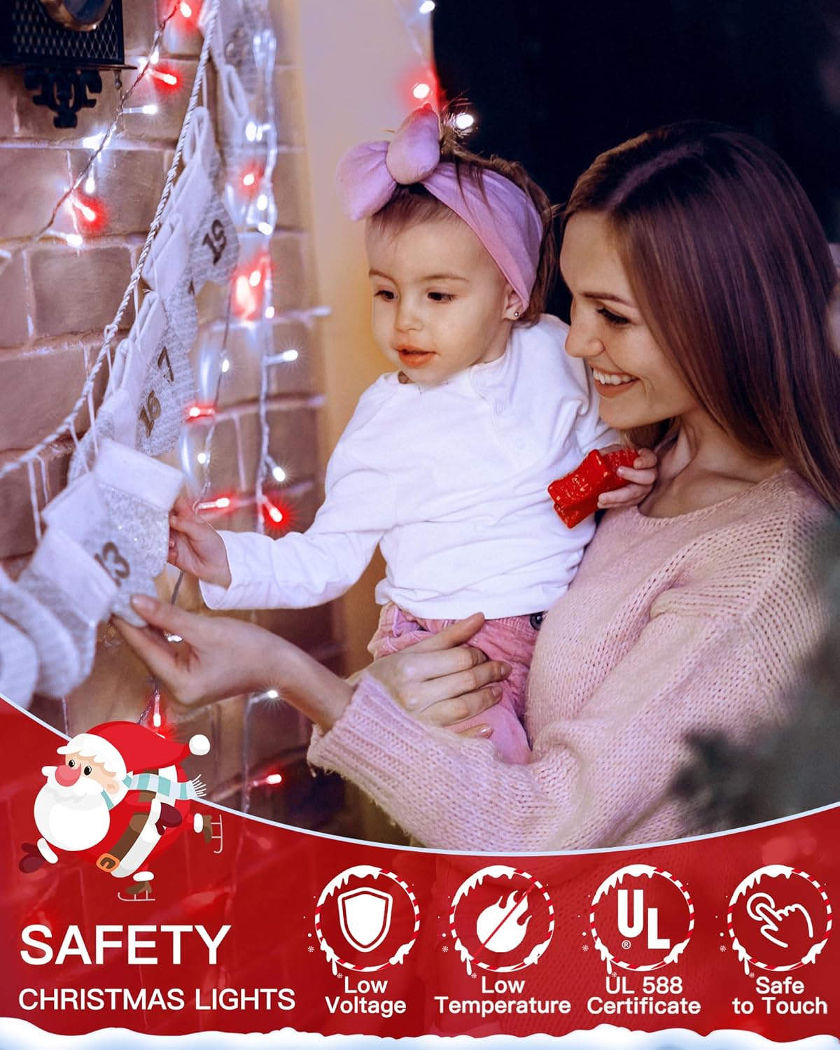 196FT 600LED Christmas Lights Outdoor Waterproof, String Light with Remote, 8 Modes LED Lights Plug in Twinkle Fairy Light for Party Holiday Decor (Red+White)