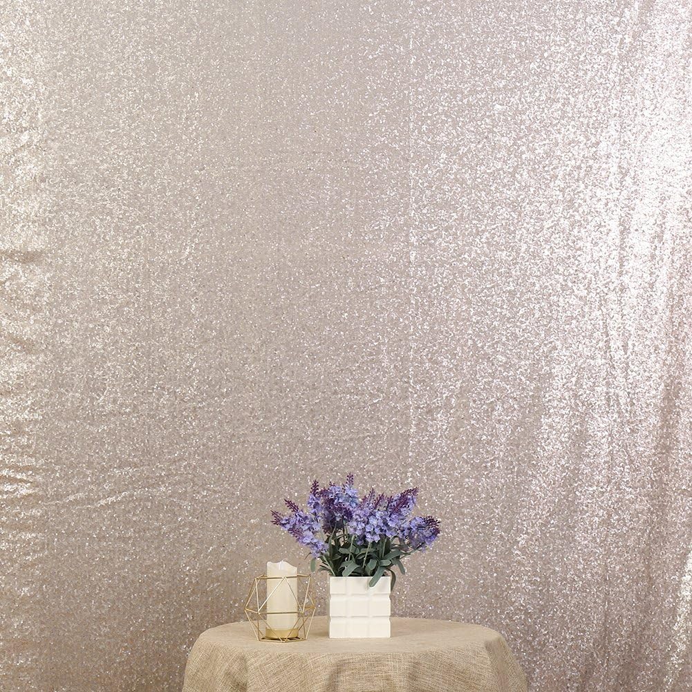 Poise3EHome Champagne Sequin Backdrop, 10Ft x 10Ft Glitter Photography Background Curtains, Sequence Drapes for Party Baby Shower Wedding Birthday Christmas Thanksgiving Halloween Decoration